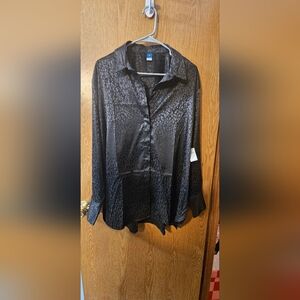 Leopard black button down